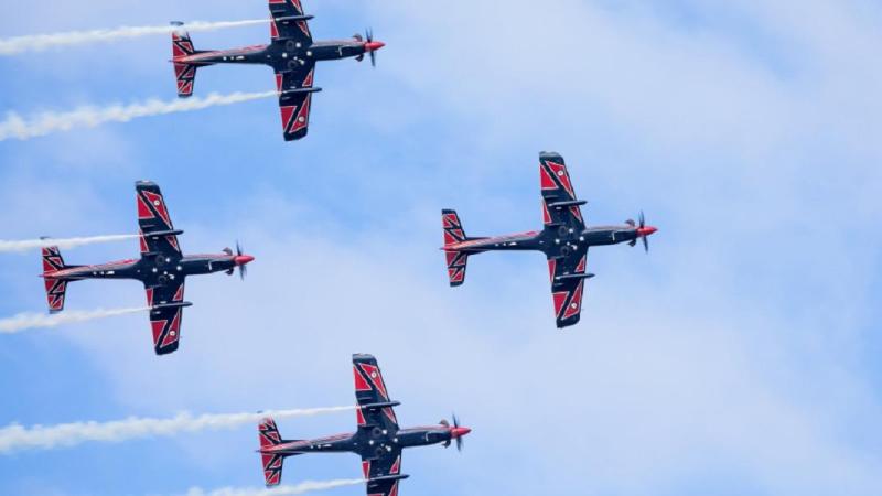 The Air Force Roulettes during an aerial display
