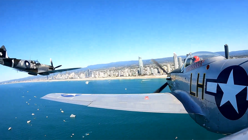 2 PC-21's flying over Gold Coast for the Pacific Airshow on the Gold Coast in 2025